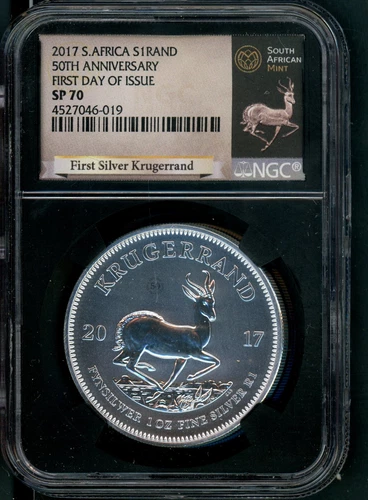 SOUTH AFRICA 2017 $1 PROOF SILVER 1OZ RAND FIRST DAY COIN NGC SP 70  A614