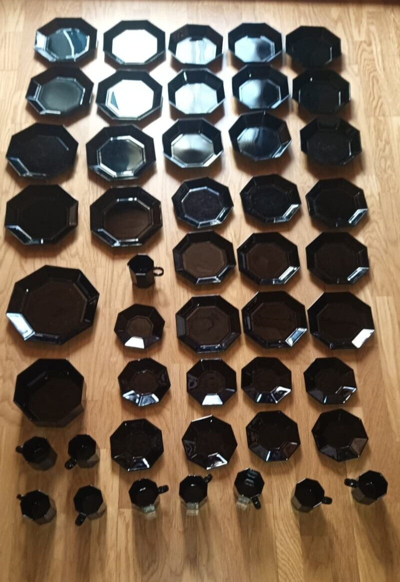 Arcoroc octime Tafelgeschirr achteckig schwarz 47 teilig 9 Personen