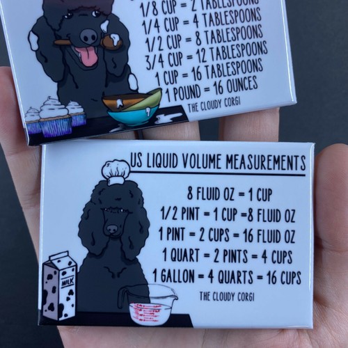 Black Standard Poodle Dog Measuring Chart Magnets Kitchen Cooking Baking Guide - Picture 6 of 12