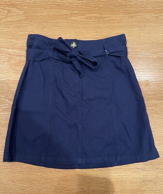 Copper Key Navy Blue Belted Mini Skirt Juniors Sz XS