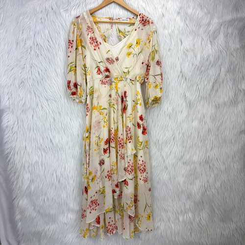 Calvin Klein Spring Floral Chiffon Midi Maxi Dress Sz 8 Boho Feminine Graduation - Picture 19 of 24