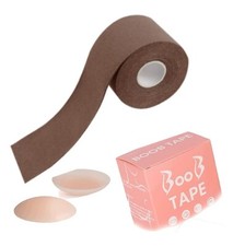 Boob Tape for Strapless Dress w/ Skin-Friendly Silicone Nipple Covers - BROWN