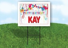 KAY HAPPY BIRTHDAY BALLOONS 18 in x 24 in Yard Sign Road Sign with Stand
