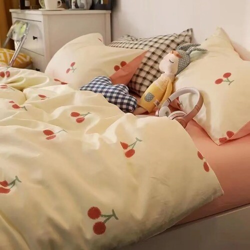 Süßes Bettwäsche Set Bettlaken Set Flachbettlaken Kissenbezüge Kawaii Heimtextilien - Bild 7 von 35