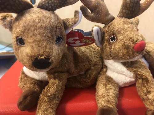 Ty Beanie Baby Set - ROXIE the Black and Red Nose Reindeer NWT - Picture 2 of 4