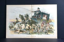 Republican Party Dogs 1895 PRESIDENT CLEVELAND DRIVES GOLD RESERVE COACH Puck
