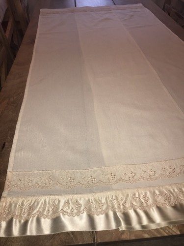 Tende Due Pezzi Tessuto Con Lino Colore Con Pizzo E Satin Ecrù Nuovo - Foto 10 di 16