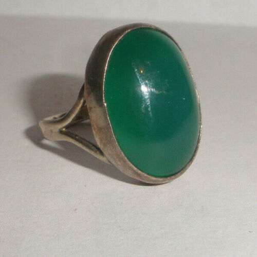 Vintage sterling silver jade Chinese ? ring size 5.5