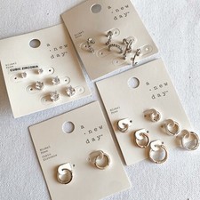 10 Pairs A New Day Women's Stud  Hoop Earrings Set Nickel Free Cubic Zirconia