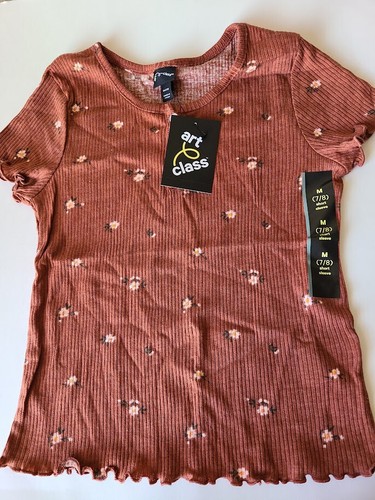 Camiseta Henley marrón de manga corta para niñas clase artística - Imagen 2 de 5