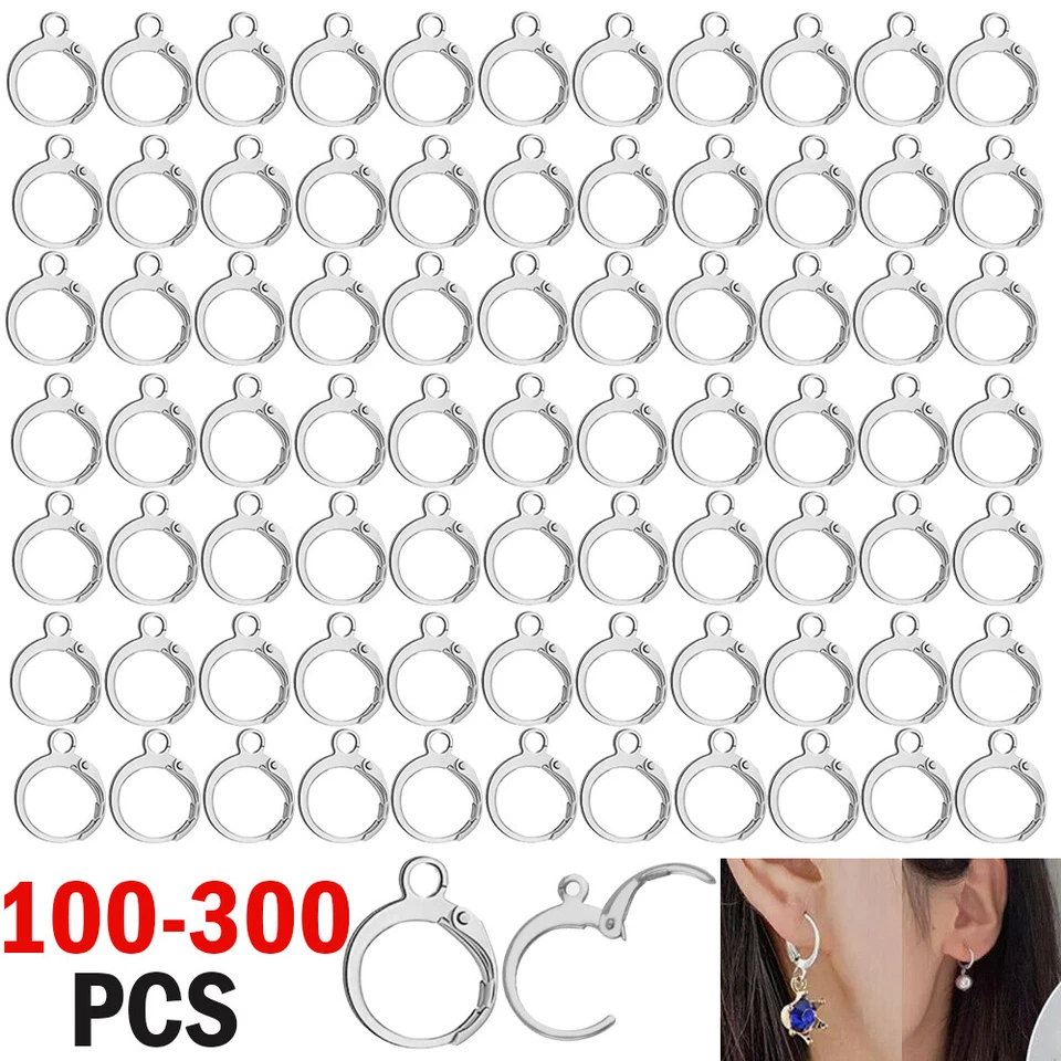 Lot Round Leverback Earwires Stainless Steel Lever Ear Wires Earring Findings US - Image 2 of 4