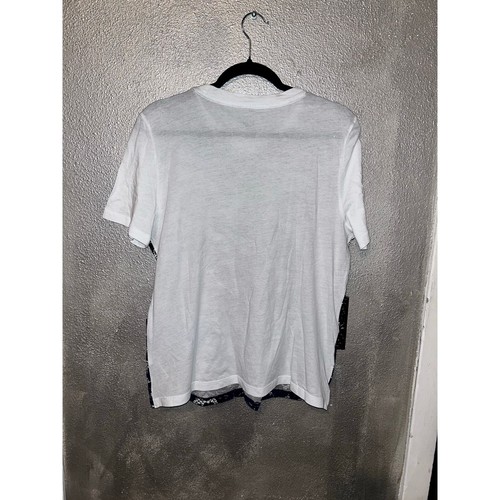 Tory Burch Preppy Edgy Goth Girly Lace-Front T-shirt White & Blue Velvet - 第 5/6 張圖片