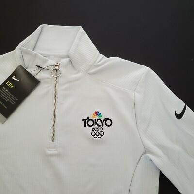 Nike Training Gray XS Women NBC 2020 Tokyo Olympics Ribbed 1/4 Zip Shirt Top