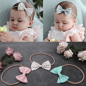 Newborn Baby Girl Kid Pearl Headband Rose Lace Flower Elastic Hair Band Bow