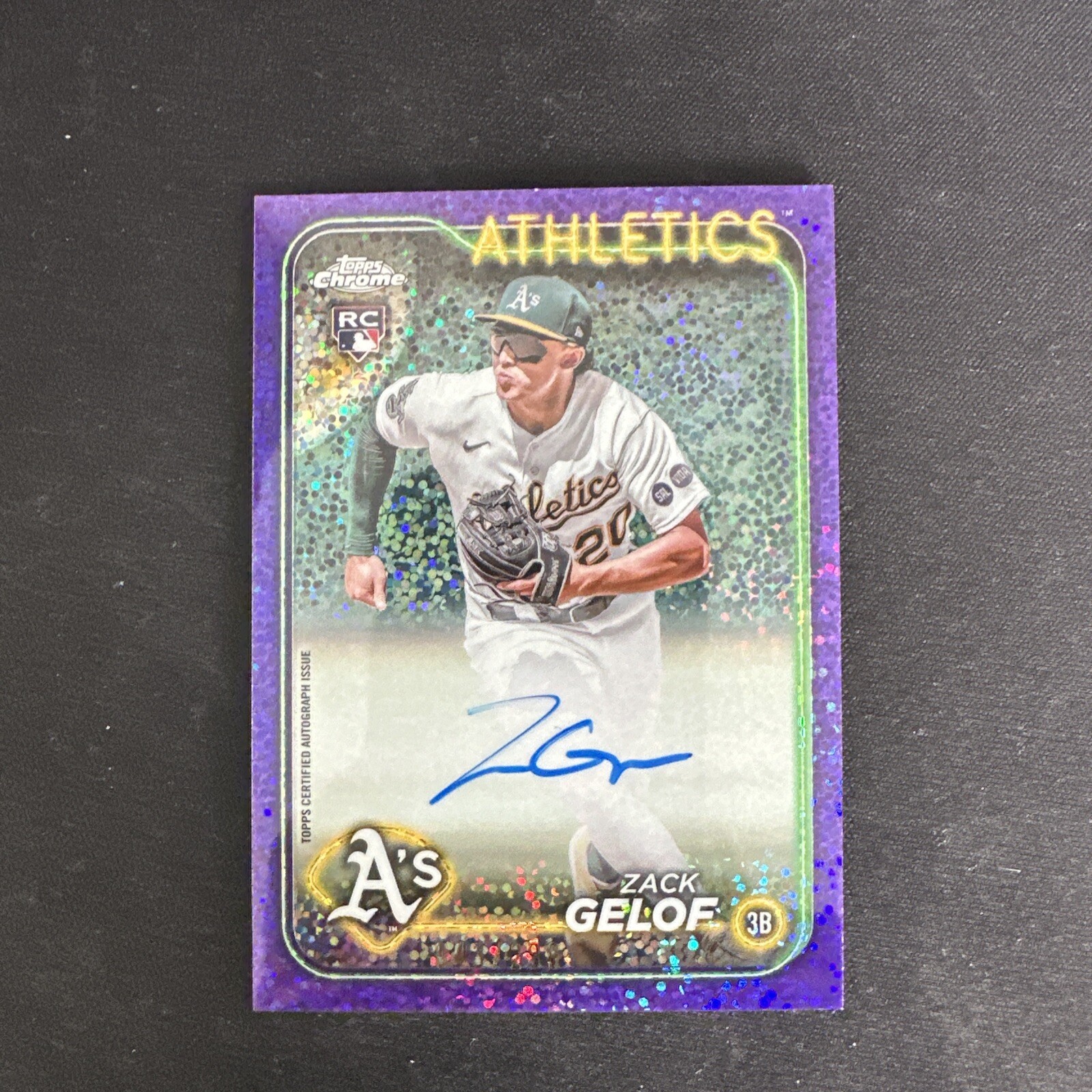 2024 Topps Chrome Zack Gelof Purple Speckle Auto #RA-ZG Rookie RC /299 Athletics