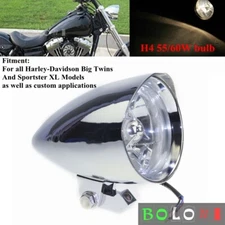 Bullet Tri Bar Headlight For Harley Sportster Dyna Chopper Cafe Racer Big Twins