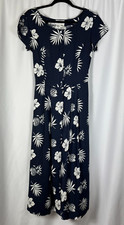 Vtg Apart Impressions Tropical Button Up Midi Dress Resort Vacation 8P Flawed