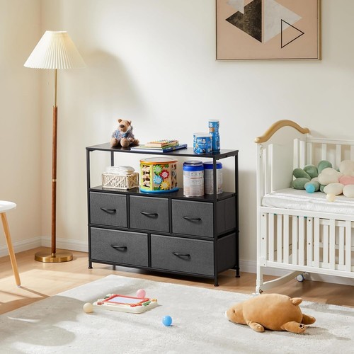for Bedroom Entertainment Center with 5 Fabric Drawers Storage Organizers Uni... - Picture 9 of 9
