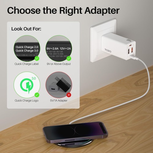 TOZO W1 Wireless Charger Aluminum Fast Charging Pad with USB-C Cable Universal - Picture 7 of 73