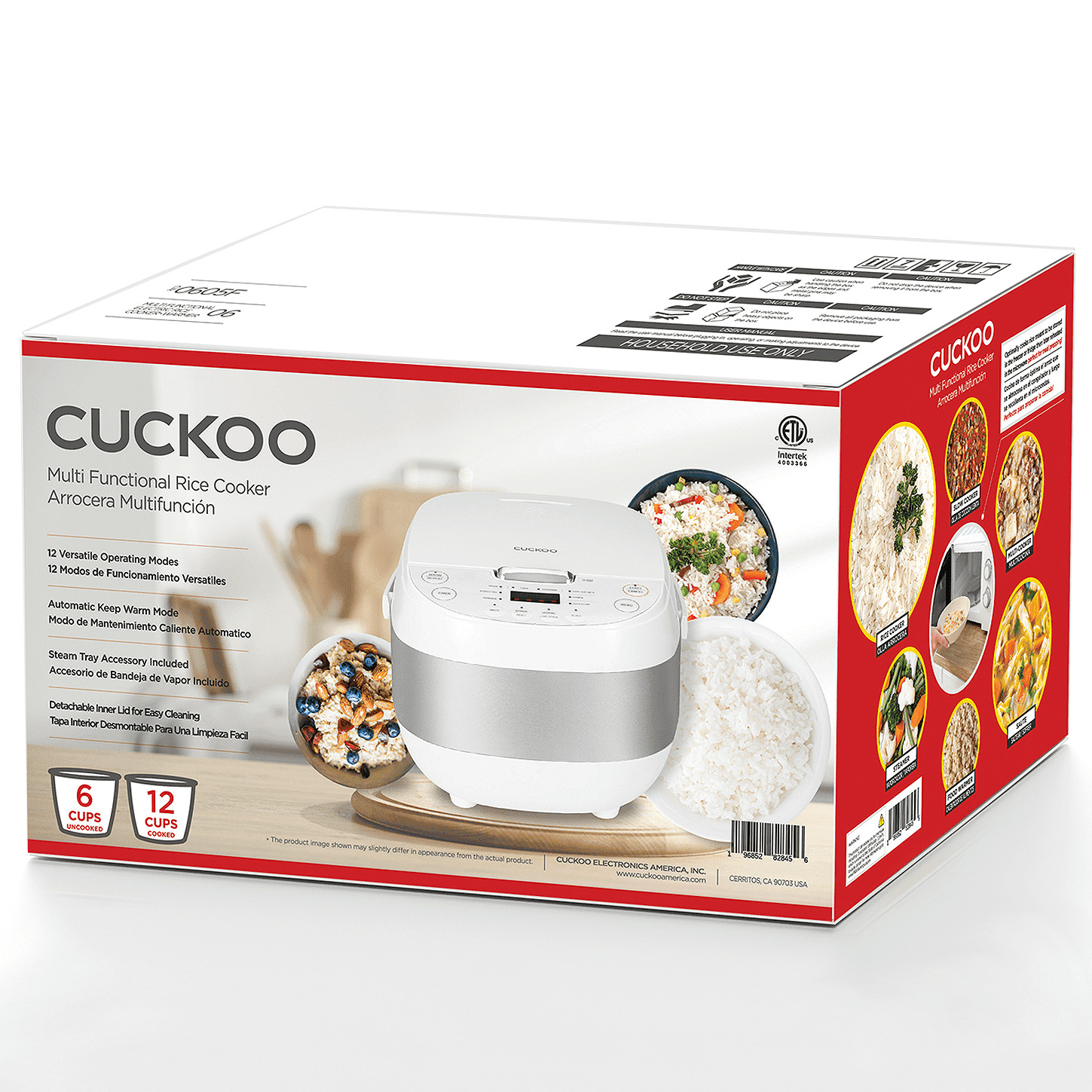 Cuckoo 6 cup (uncooked)/12 cup (cooked) Rice Cooker,Touch-Screen,Nonstick,White