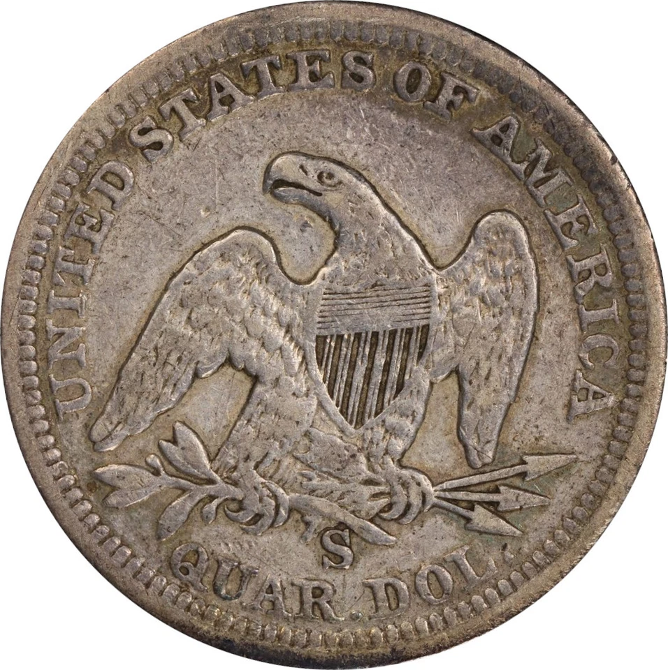 1857-S VF35 Seated Liberty Quarter, PCGS 46571455 - Image 2 of 4
