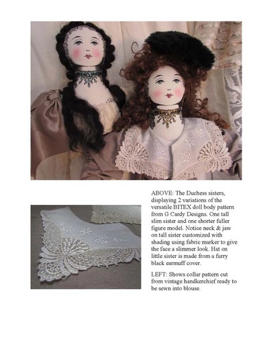 Cloth Art Doll Pattern "The Duchess" With Silkscreened Face by G Cardy Designs - Picture 4 of 5