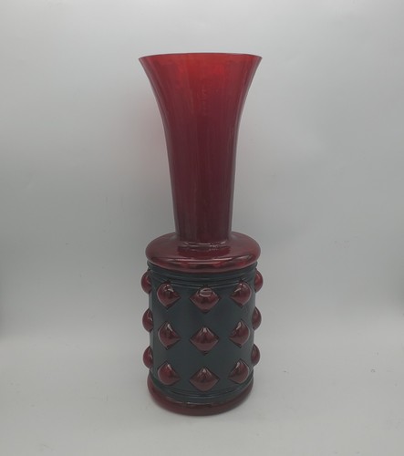 Filipe/Felipe Derflingher Handblown Caged Bubble Vase Recycled Glass Ruby Red - Picture 10 of 14