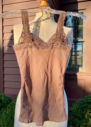 CAMISOLE TOP by M. RENA Terracotta nylon spandex LACE TANK RUCHED one size NWT - Picture 5 of 10