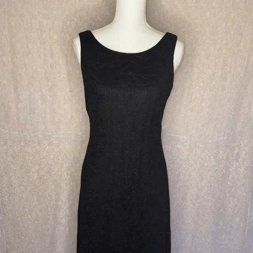 Vintage Y2K Harlow Dresses Long Black Shimmer Lace Lined Sleeveless Dress SZ 10 - Picture 2 of 17