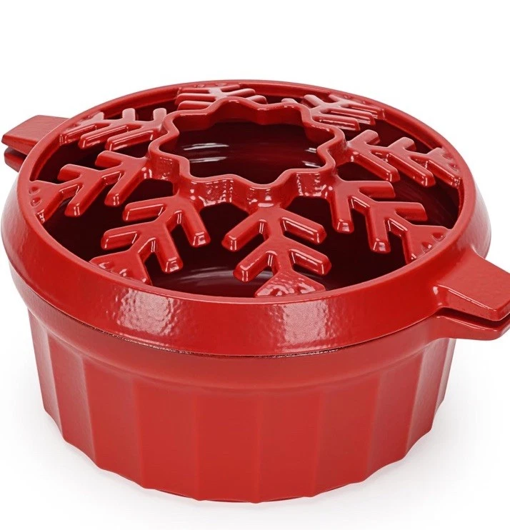 WILLOW WEAVE Cast Iron Wood Stove Steamer 2.5 Quart with Large Opening Top Red