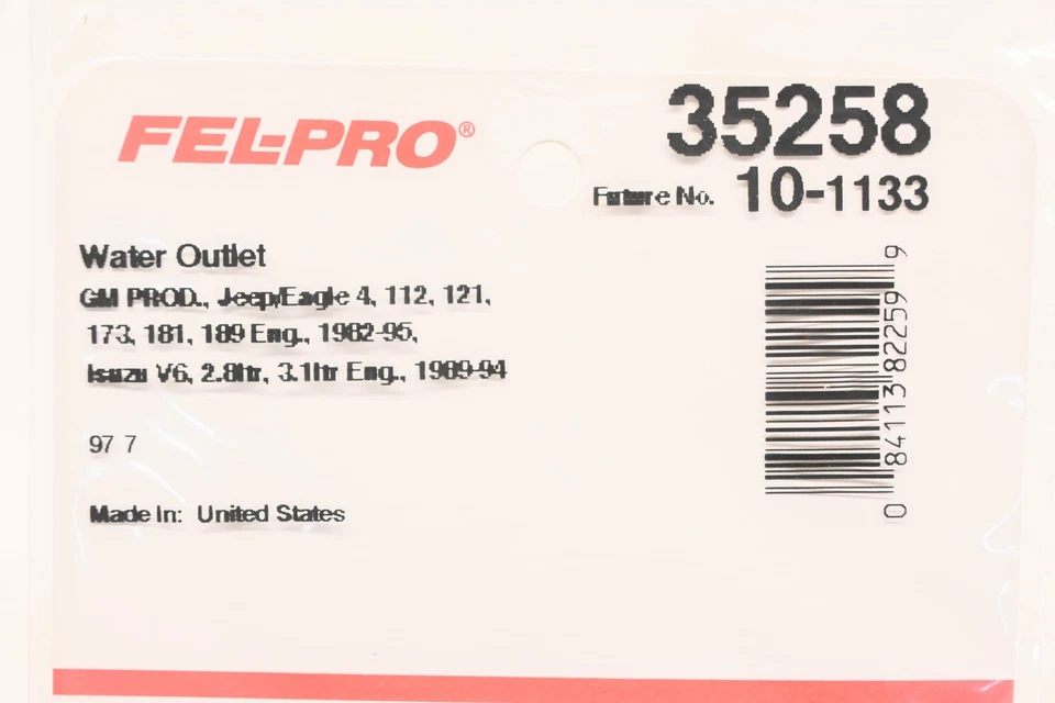 Fel-Pro 35258, 10-1133 Water Outlet Gaskets Qty 2 NOS - Image 3 of 3
