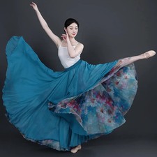 Elegant Chiffon Ballet Skirt 900 Degree Swing Women Dance Performance Tutu Skirt