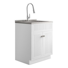 Beckham Transitional 28" Laundry Cabinet with Faucet and Stainless Steel Sink