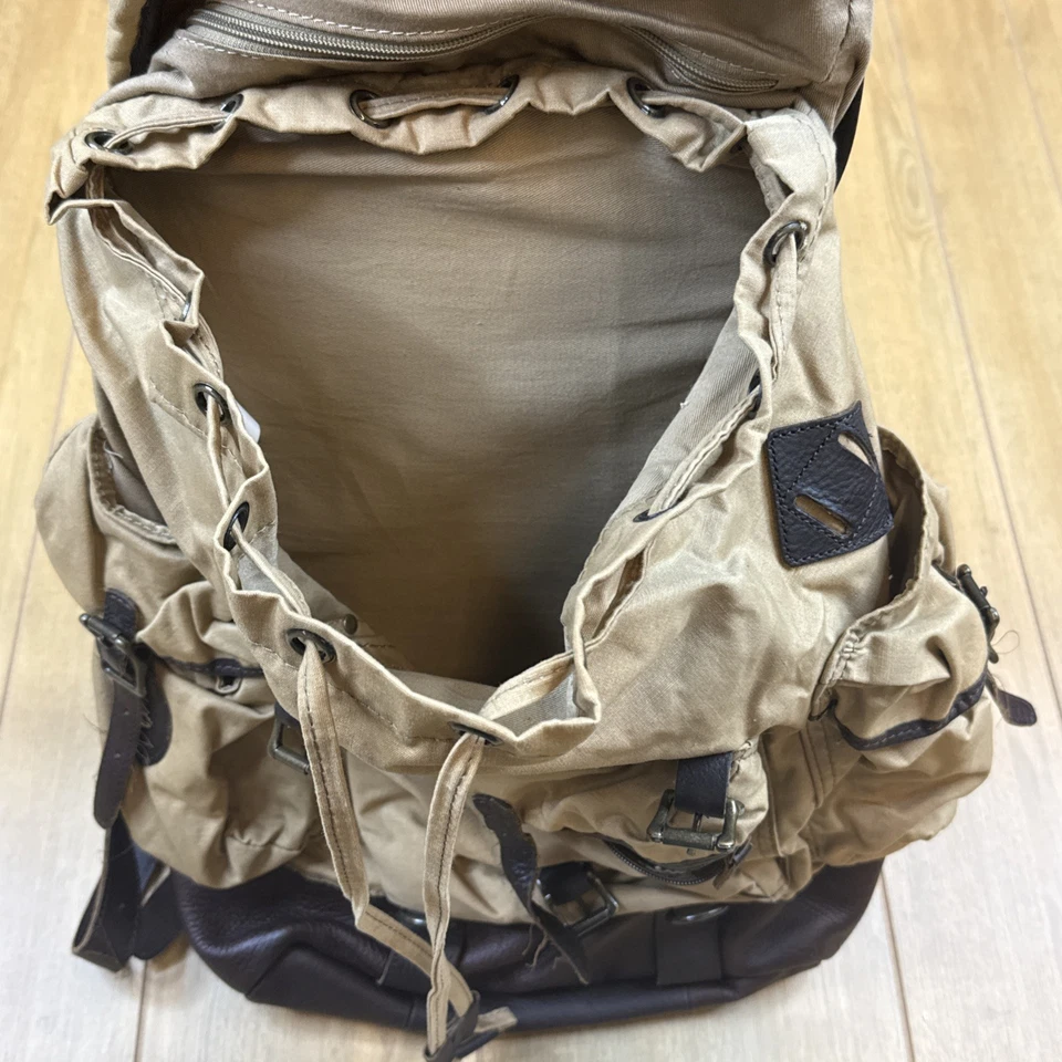 Mochila de Colección LL BEAN Mochila Continental Algodón Cera Lona Bolso de Cuero Foto 4 de 4