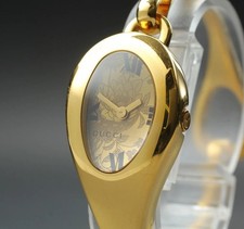 New Batt [Near MINT] Gucci 103 Gold Floral Dial Horsebit Qz Women's Watch JAPAN