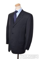 OXXFORD CLOTHES Gray Striped 100 Wool Jacket Pants SUIT Mens - 44 L