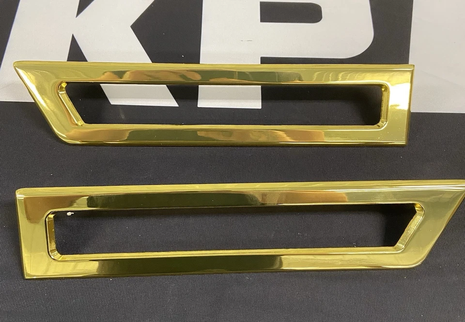 1971 72 73 Chevrolet Caprice Impala Rear Quarter Marker Light Bezels Gold Pair - Image 2 of 4