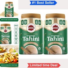 Organic Tahini Pure Sesame Paste 32 oz 2 Jars Creamy Spread Hummus Dips Sauces