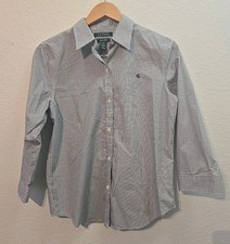 Lauren Ralph Lauren Womens Button Up Long Sleeve Gingham Medium Cotton