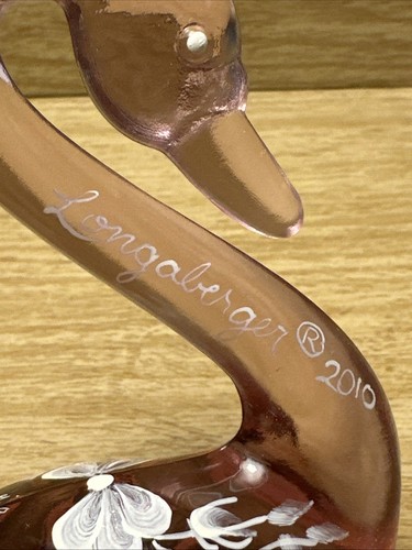 Fenton Longerberger Glass HOPE SWAN w White Ribbon 2010 Breast Cancer Rare - Picture 6 of 9