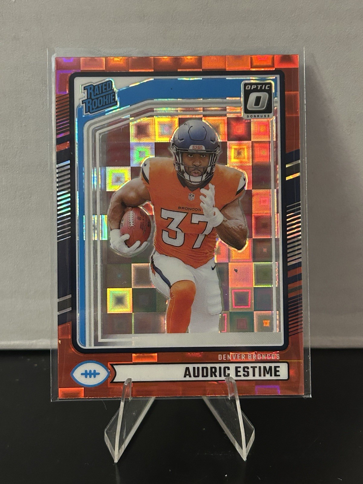 2024 Donruss Audric Estime Rated Rookie Red Pandora Optic Preview Denver Broncos
