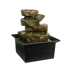 Tabletop Water Fountain Soothing Sound Faux Stone Rock Waterfall Effect