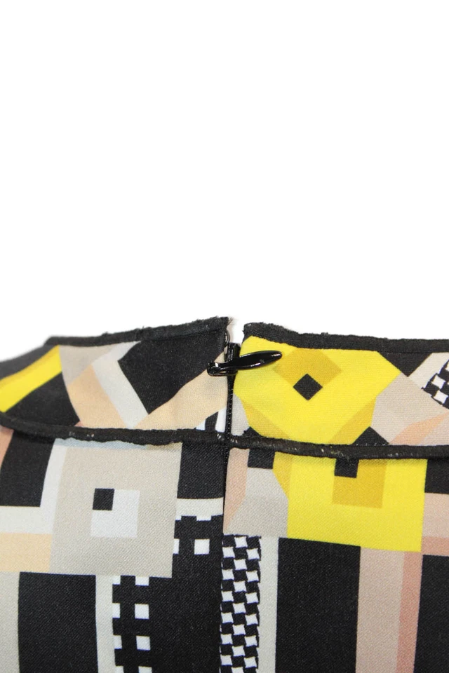 Vestido Longchamp Mujer Plisado Estampado Geométrico Línea A Negro Multi Talla 36 Foto 4 de 4