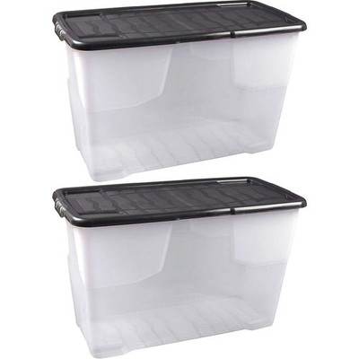 STRATA Curve Aufbewahrungsbox transparent 2x 100L stapelbar + Deckel, Kunststoff