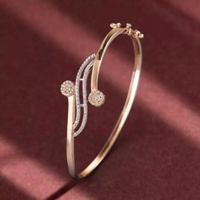 4,10 kt Rundschliff Laborgefertigter Diamant Damen Armreif Armband 14 K Roségold Finish