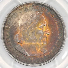 1892 50C Columbian Commemorative Half Dollar PCGS MS64 - Beautiful Toning