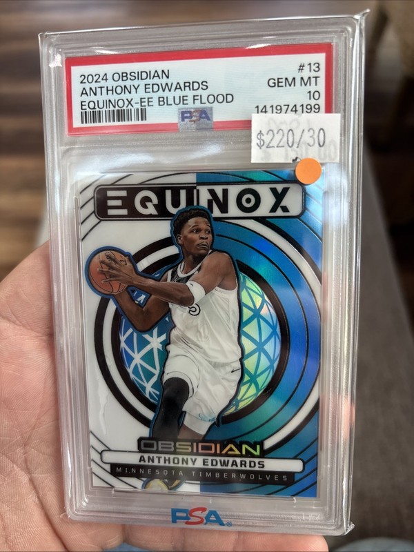 2024 obsidian basketball Anthony Edwards #13 Equinox Blue Flood Psa 10 08/30