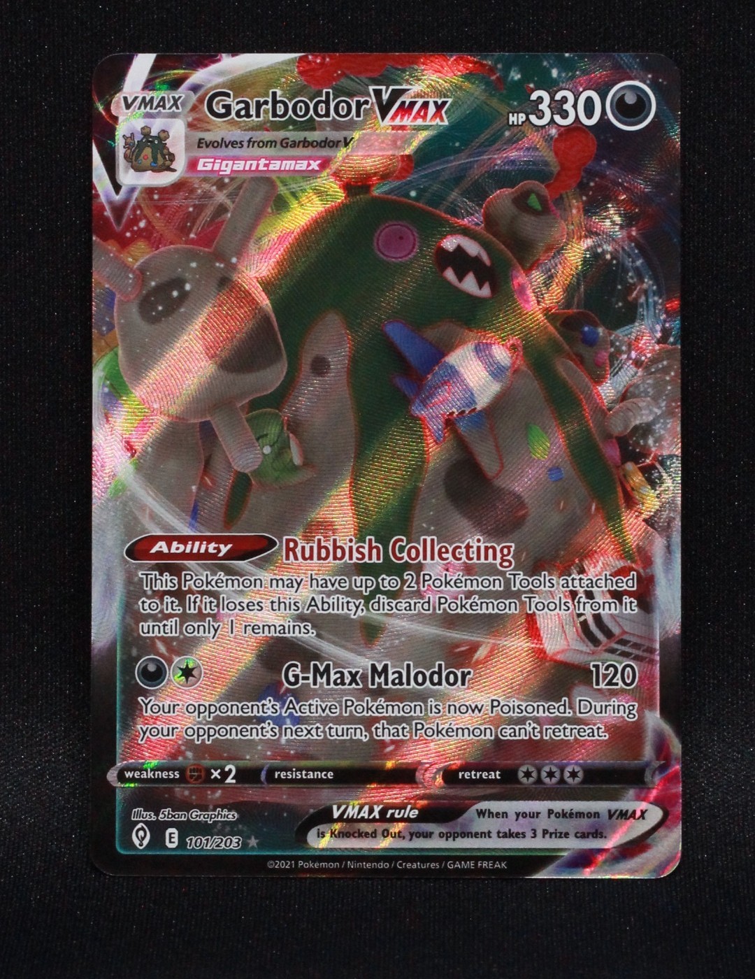 Garbodor VMAX 101/203 - SWSH07: Evolving Skies - Holo Pokemon - NM