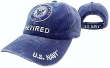 U.S. Navy Emblem, Retired, U.S. Navy on bill, soft cotton, light blue hat