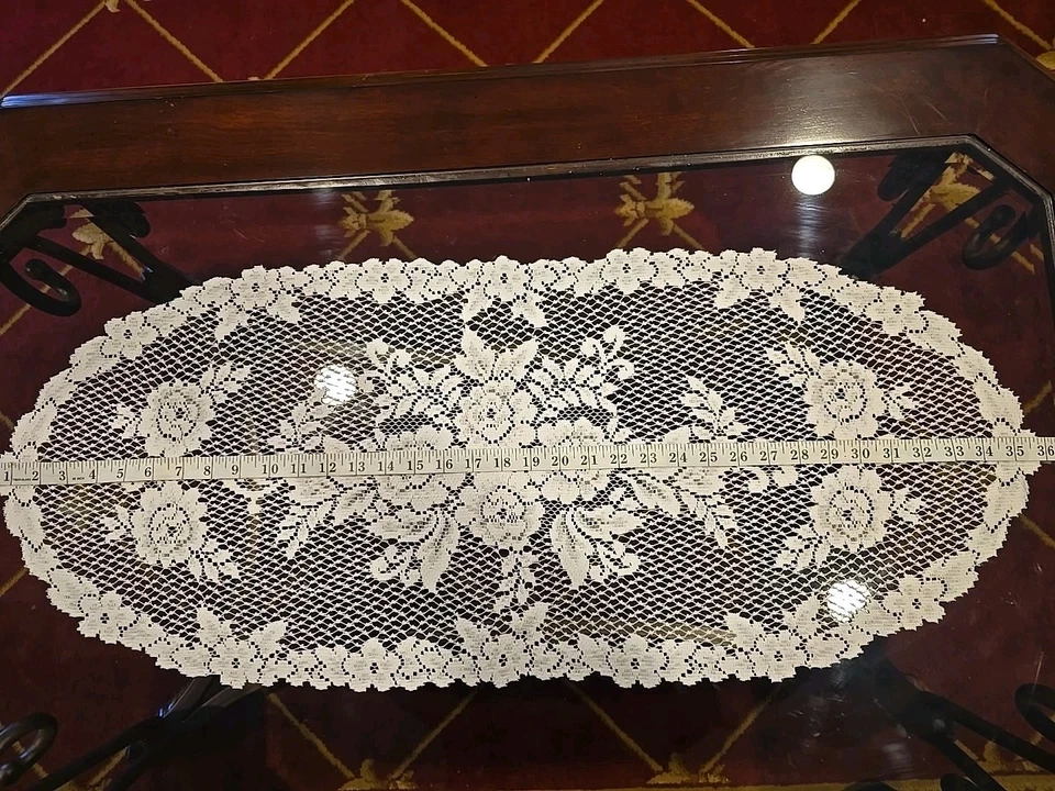 Juego de 2 manteles de encaje para decoración del hogar Foto 2 de 4